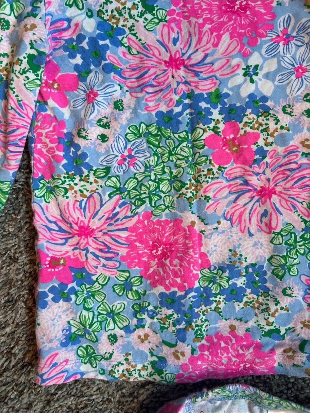 Lilly Pulitzer Girls Floral Long Sleeve Pajama Set in Pink & Blue
